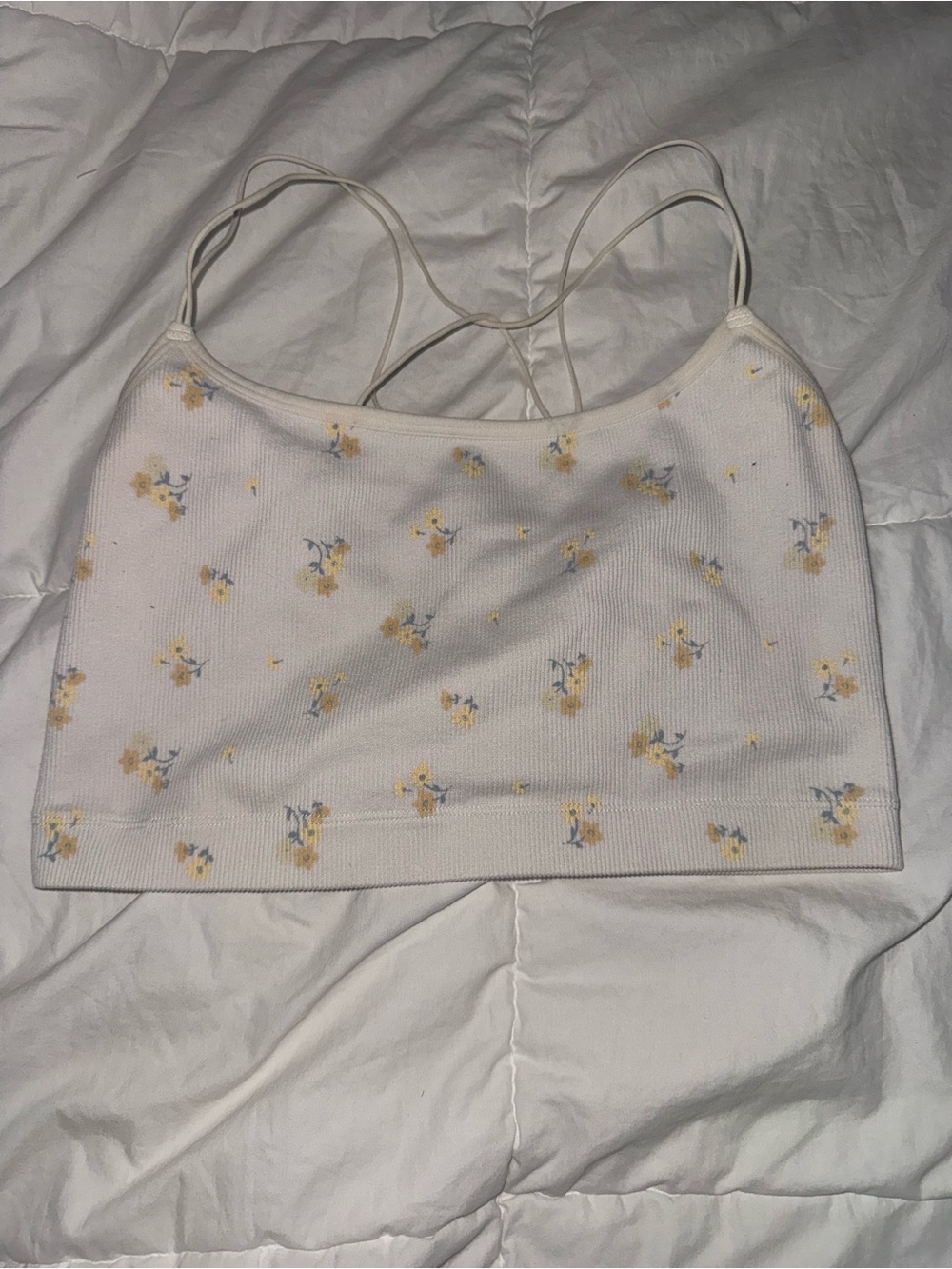 Women’s White Floral Cropped Cami Top
